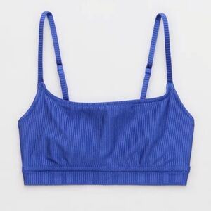 NWT Aerie Shine Ribbed Straight Scoop Bikini Top